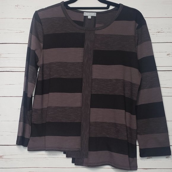 Habitat Tops Habitat Striped Asymmetrical Top Poshmark